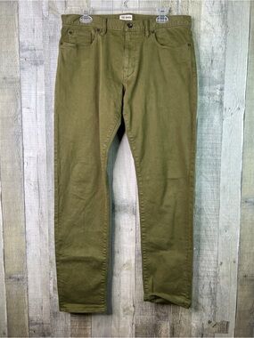 Todd Snyder 33x32 Slim Fit Green Denim Pants w/5 Pockets & Button & Zip Closure